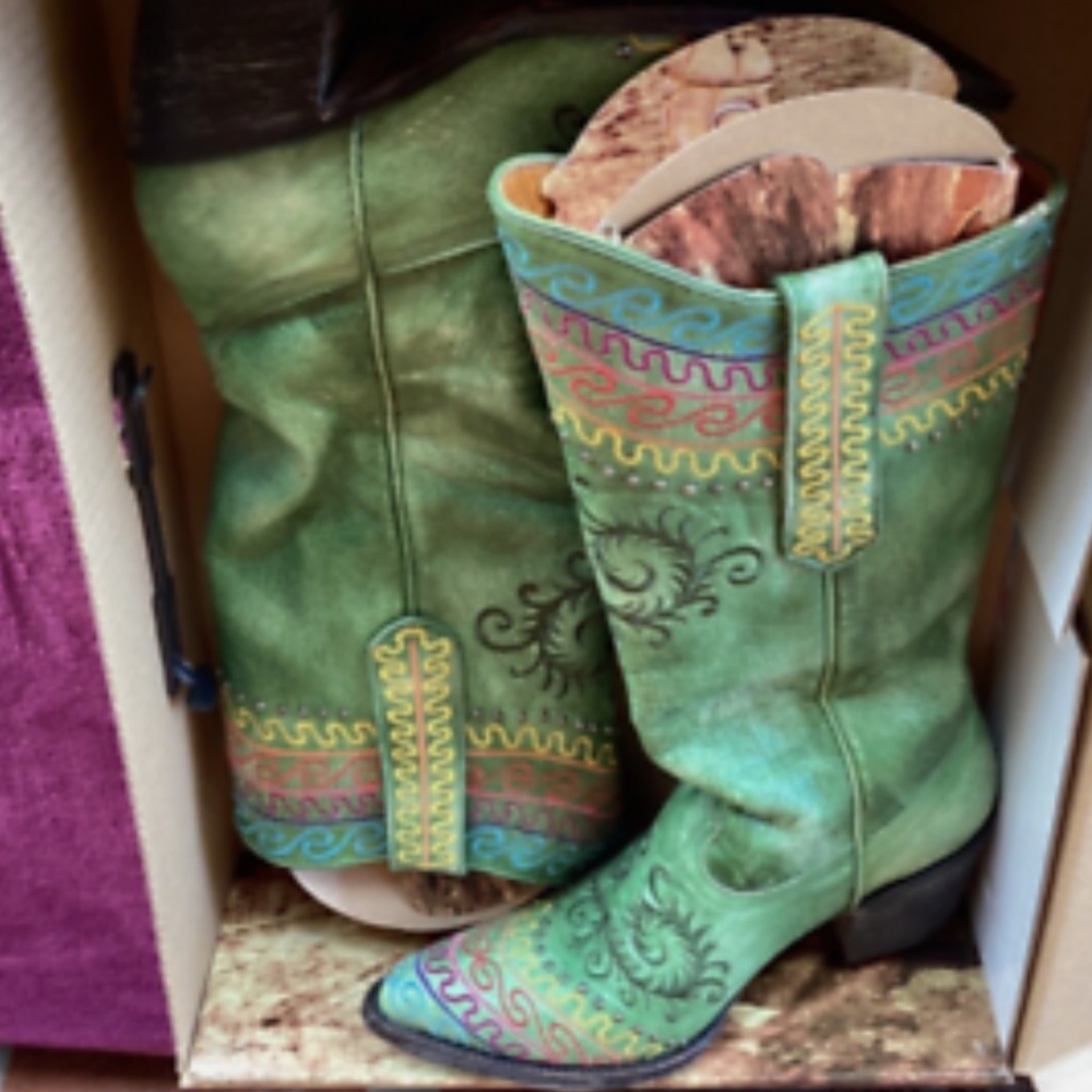 EUC OLD GRINGO L - 827 - Zarape 13” Green Women’s  Western Cowboy Boots Size 8.5